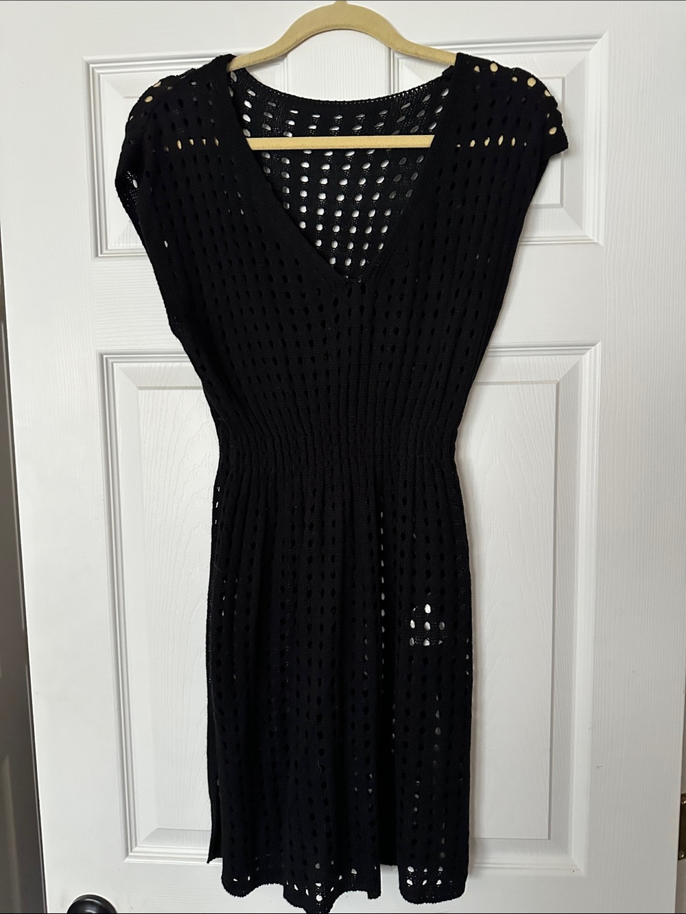Cupshe Black V-Neck Crochet Mini Dress